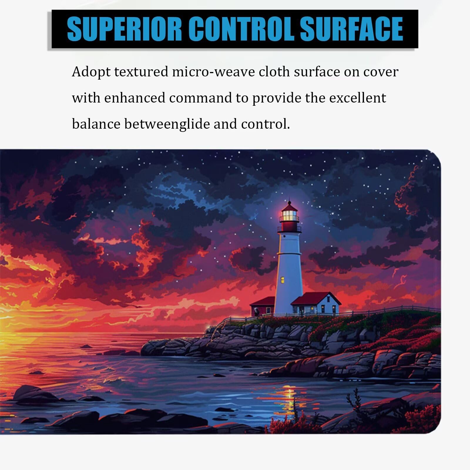XXL Tappetino Mouse 1500x800 mm Gaming Faro Sottomano Scrivania Ufficio, Paesaggio Mousepad Antiscivolo con Base Stabile, Tappeto per Mouse e Tastiera, Accessori Scrivania Gaming, Lavoro, PC H0-1083