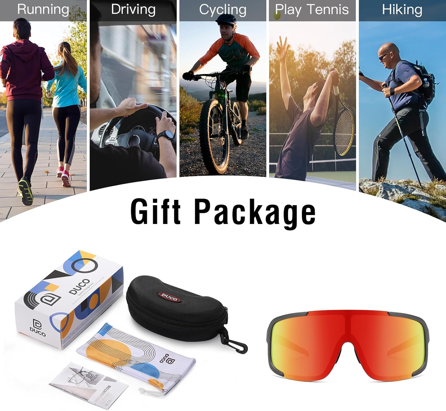 DUCO Cycling Sunglasses for Men UV400 Protection Sports Driving Fishing Mountain Bike Shades DC0025