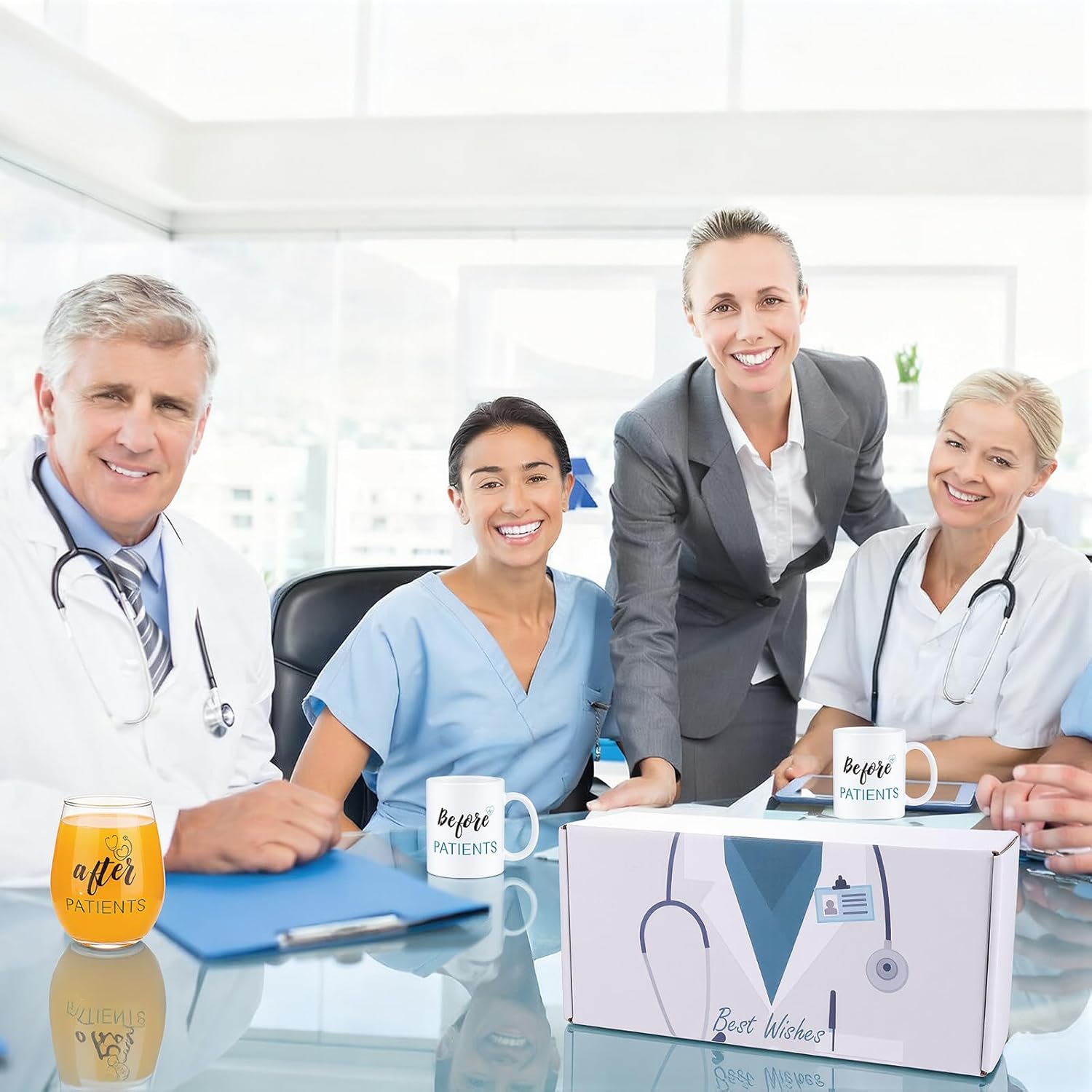 Yoiemivy Before Patients After Patients Gift Set 11 oz Coffee Mug 17 oz Stemless Wine Glass 2 oz Shot Glass, Gifts for Doctor Dentist Hygienists Assistants Physician, Christmas Nurse Gifts for Women - Image 6