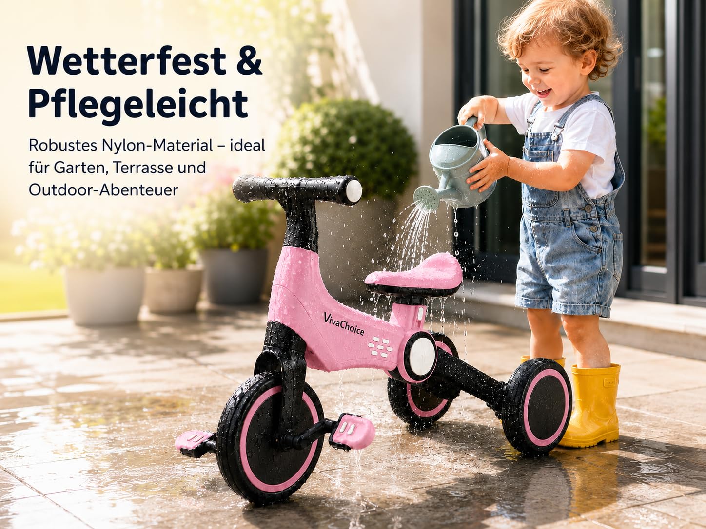 4-in-1 Kinder Dreirad ab 2 Jahre, klappbares Laufrad & Balance-Bike mit Pedalen, Mini-Fahrrad für Jungen & Mädchen, höhenverstellbar ab 32 cm, leicht 3,5 kg, CE/EN71 Zertifiziert