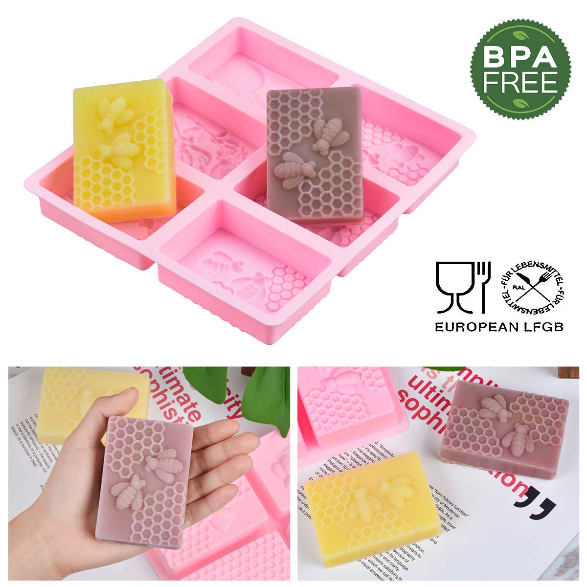 Lot De 2 Moules à Savon Silicone (20 Mini Cavités Rect.), Pour Savon