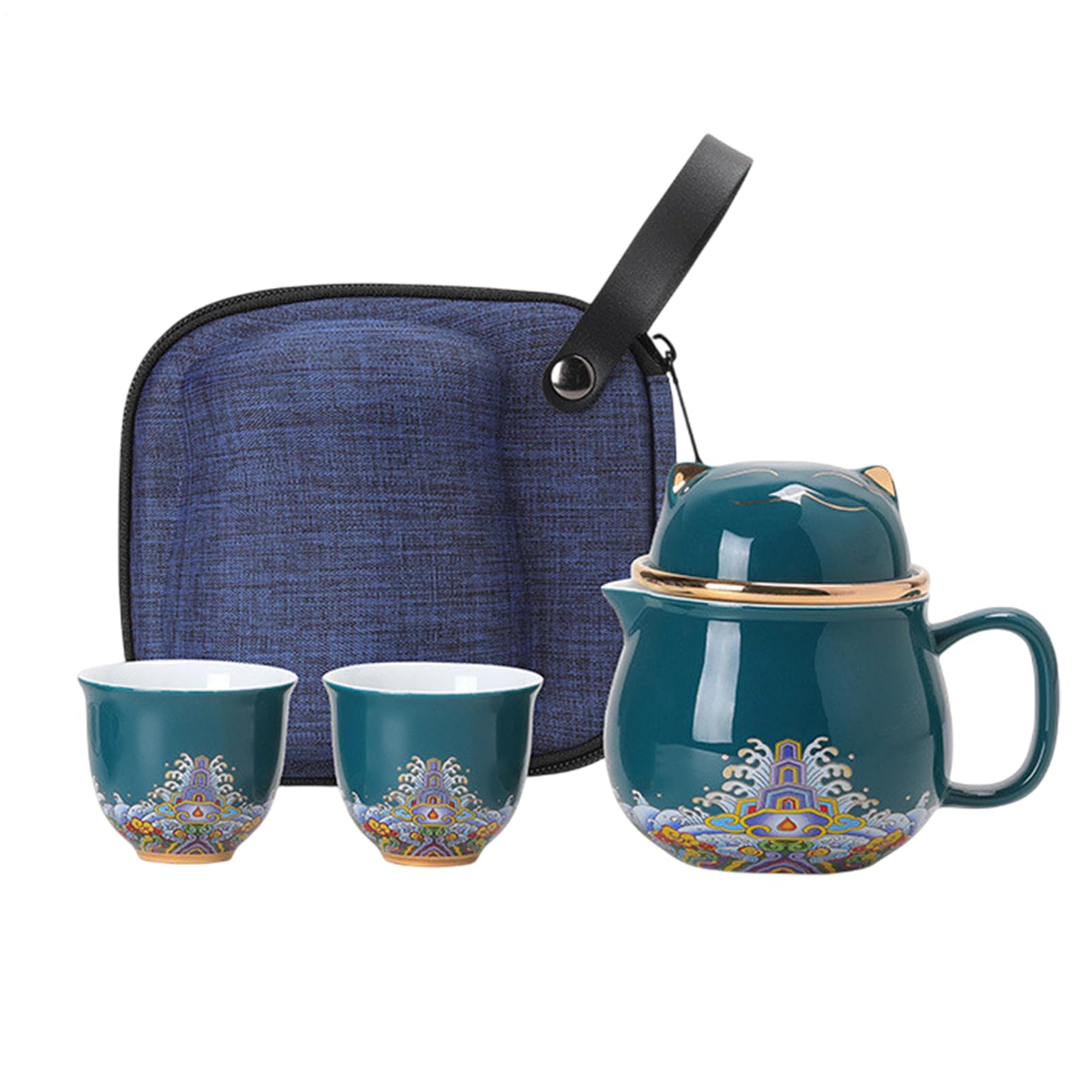 Set de Cerámica Filtro para té e infusor de porcelana antigolpes | Juego De Tazas De Té sin plomo, apto microondas, lavavajillas, compacto, apilable, infusor viaje, hogar, oficina