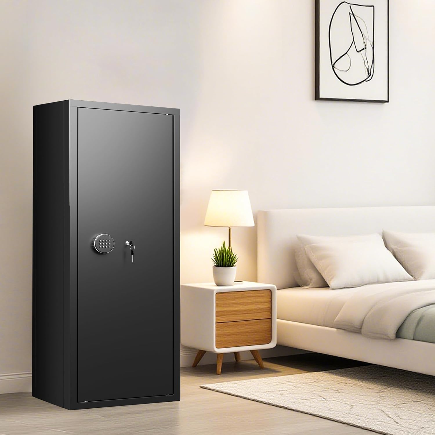 Bonusall 12-15 Rifle Safes Large Rifles Gun Safes for Rifles and Shotguns, Long Gun Safe for Rifles and Pistols Quick Access with Lockable Box - Black
