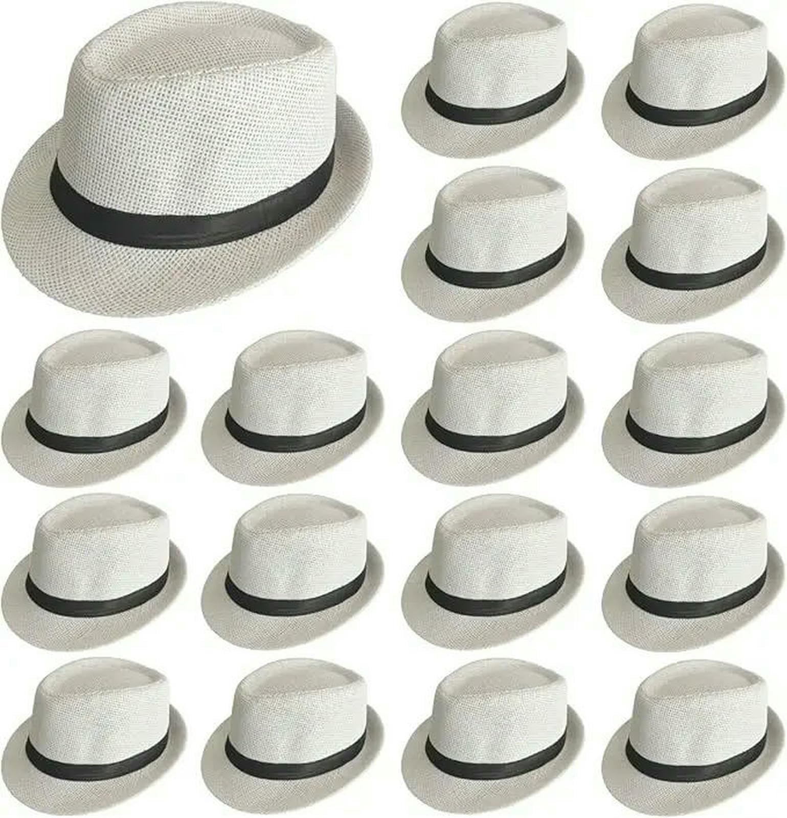 Chapeau Seau Casquette Fedora À Bord Court, Protection Solaire, D'extérieur pour Mariage D'été, Hommes Et Femmes, Style Classique Tarte Au Porc, Paquet De 20 100, 100-blanc-paquet