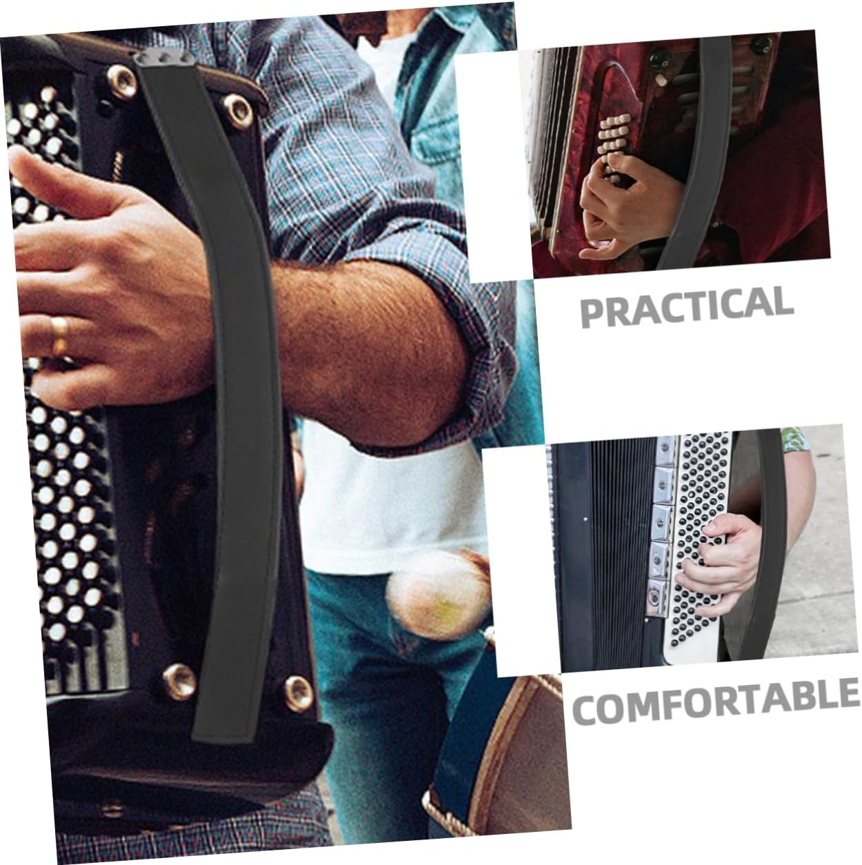 Levemolo 4pcs Accordion Bass Accessory Left-hand Accordion Belt Bass Straps Hardware Hand Belts for Musicians