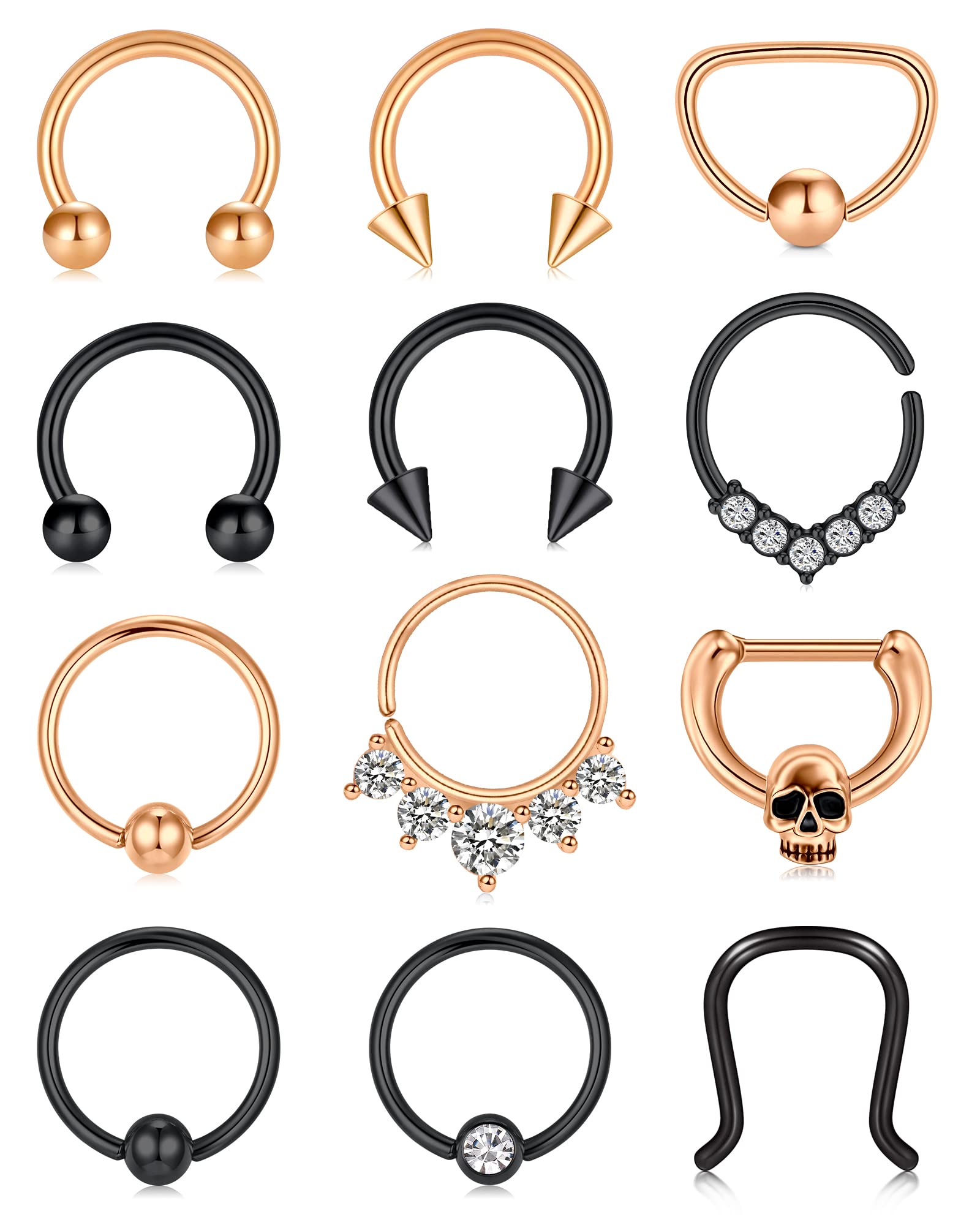 Zolure16G Piercing Septum Acero Quirurgico Arosnariz Aros Piercing Nariz Piercing Ceja Labio Oreja Tragus Helix Cartilage Piercing 8mm