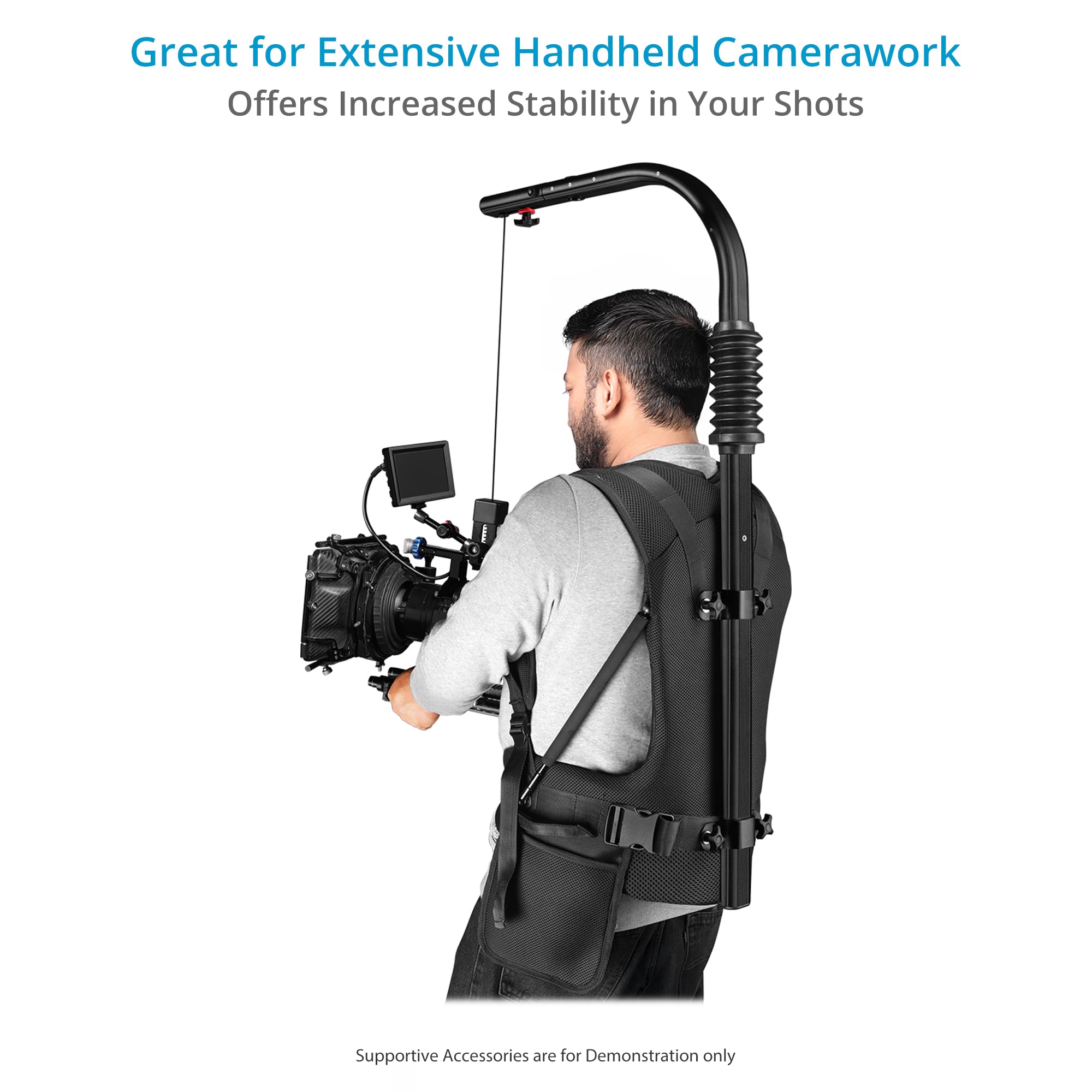 FLYCAM Flowline 500N - Giubbotto di supporto ergonomico professionale per fotocamera, carico utile fino a 10-12 kg, barra superiore da 52,1 cm con estensione del braccio da 17,8 cm, adatta a diverse