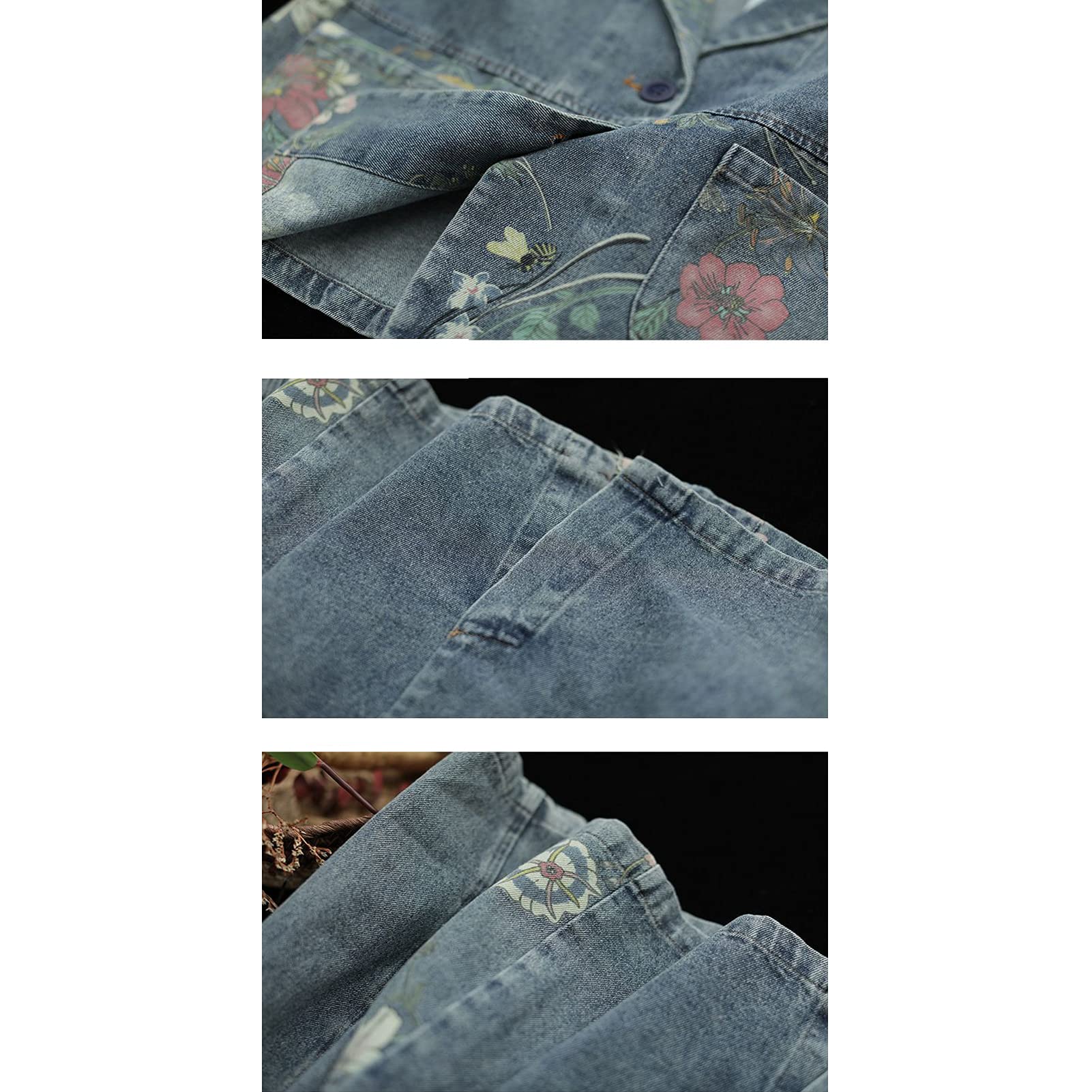 Blazer da donna in denim di cotone, a maniche lunghe, con bottoni da bavero, giacca da lavoro e da ufficio