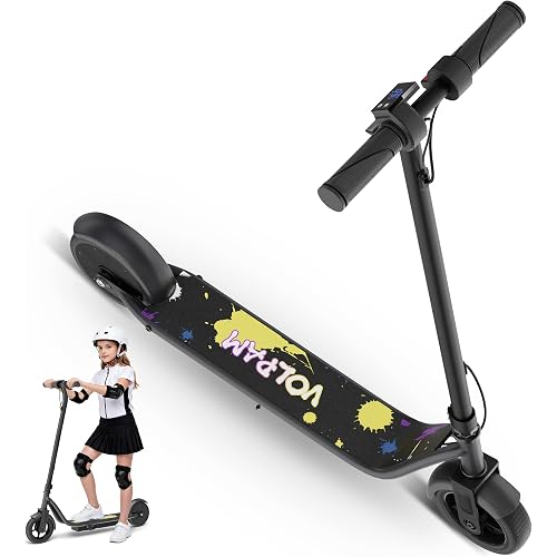 VOLPAM Electric Scooter for Kids Ages 8-12, 6.5" Solid Tires, 250W Motor with 3 Speeds up to 9 MPH, Kick-Start Safe Start, Max Load 155 lbs