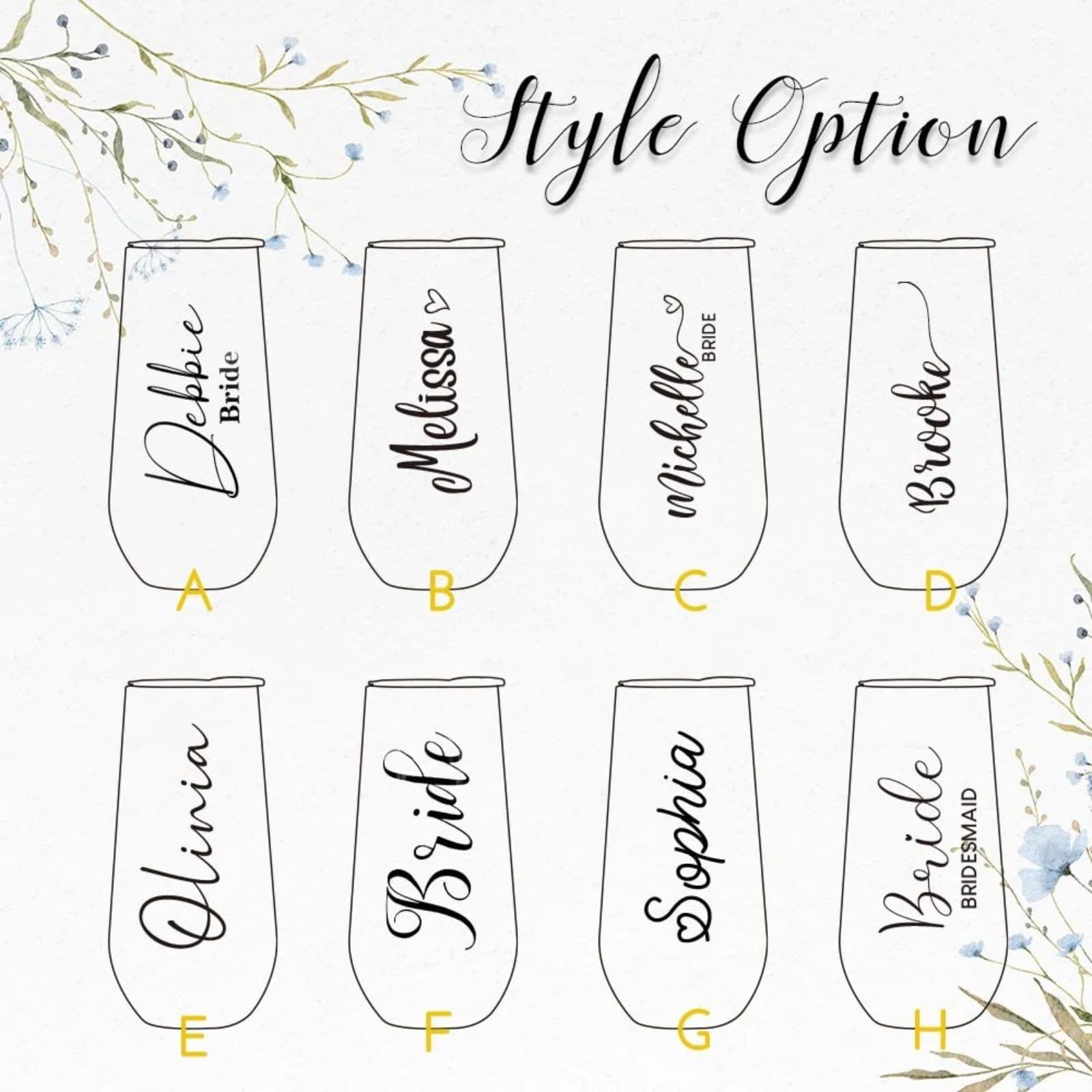 Personalisierte Brautjungfer Isolierter Champagner Tumbler mit Deckel, individuell gravierte Namen Wein Tumbler Brautjungfer Geschenk, Junggesellinnenabschied Geschenk für sie, Vorschlagsgeschenk Wein