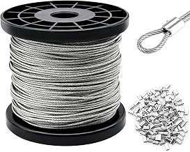 Stainless Steel Wire Cable, 100 m Wire Cable Kit, Stainless Steel Cables 1.5 mm, Core 7 x 7 Strands, for Outdoor Suspension, Clothesline, Climbing Plant