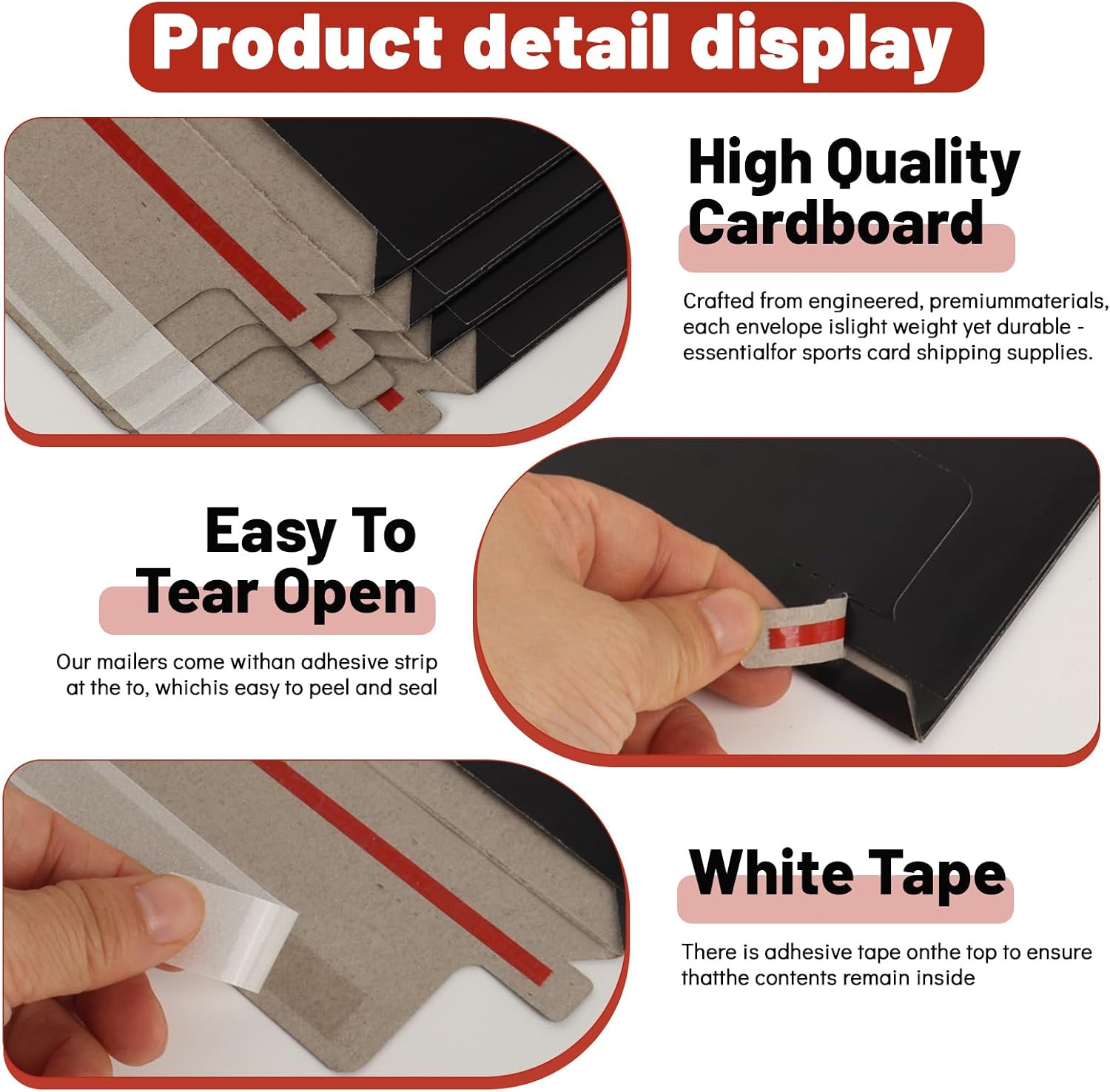 110 Pack Black Trading Card Envelopes, 7x 4.35 Inch Self-Adhesive Card Mailer Envelopes Perfect for Semi-Rigid Sleeves, Trading Card Mailing Supplies