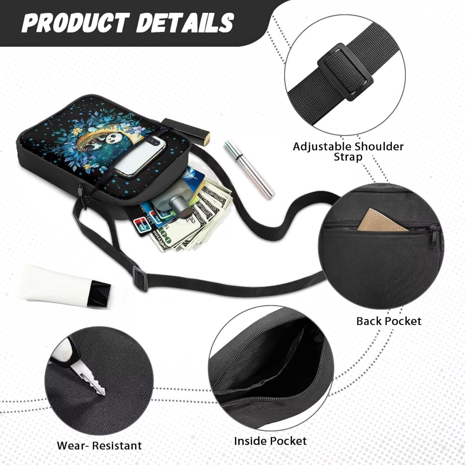 Suobstales Crossbody Bag Sling Purse for Women Men Mini Shoulder Bag Messenger Bag Fanny Back Pack Travel Passport Wallet Bag