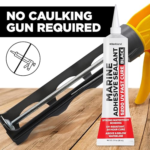 Miniatura 7 de 3 onzas Sellador adhesivo marino 5200 de curado rápido (negro) - Relleno de cuerpo de automóvil duradero y flexible - Unión y sellado permanente,