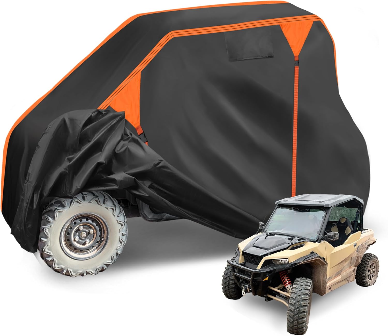 X AUTOHAUX UTV Cover for Polaris General 1000 2016-2025 Waterproof Side by Side Cover Outdoor Sun Rain Storage Protection 210D-PU Black 304x160x187cm/119.69x62.99x73.62in
