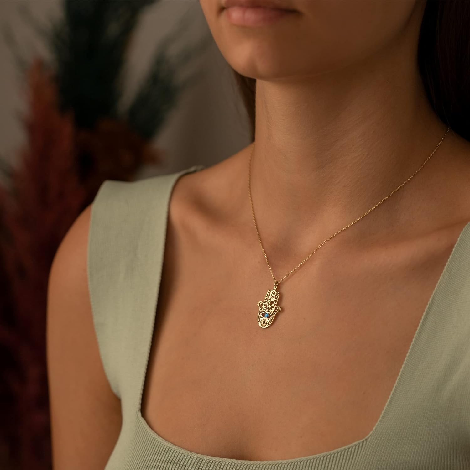 925 Sterling Silver Hamsa Necklace - Gift For Mom - Hand of Fatima Necklace with Birth Stone - Custom Hamsa Necklace - Hand of Hamsa Necklace - Mother's Day Gifts