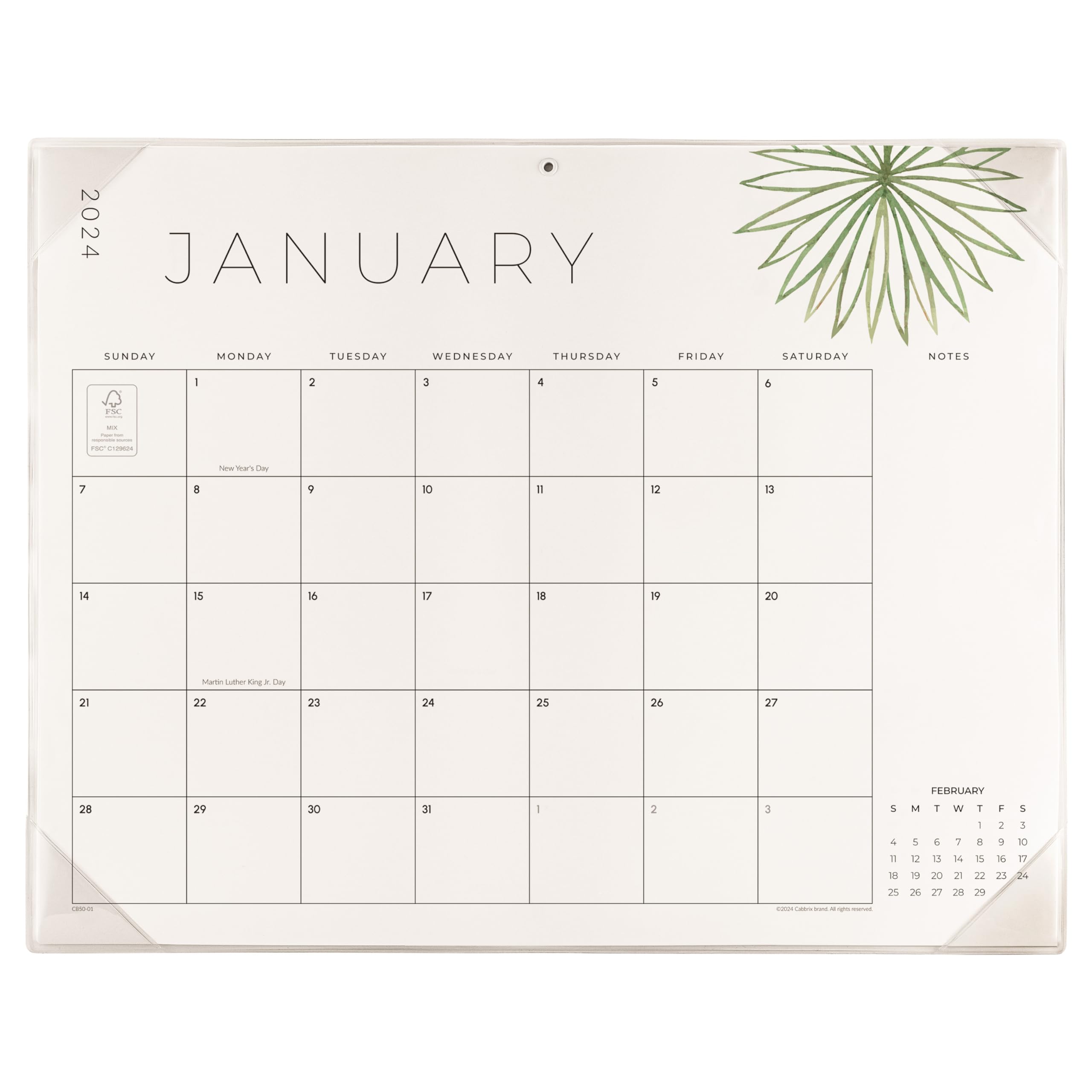 Photo 1 of Cabbrix Large Desk Calendar 2024-2025 with Clear Desktop Mat, 21 x 16.5 Inches Desk Pad Calendar Runs from Jan 2024 to Jun 2025, Thick Paper Perfect for Organizing and Planning for Home School Plan, Study and Schedule Greenery