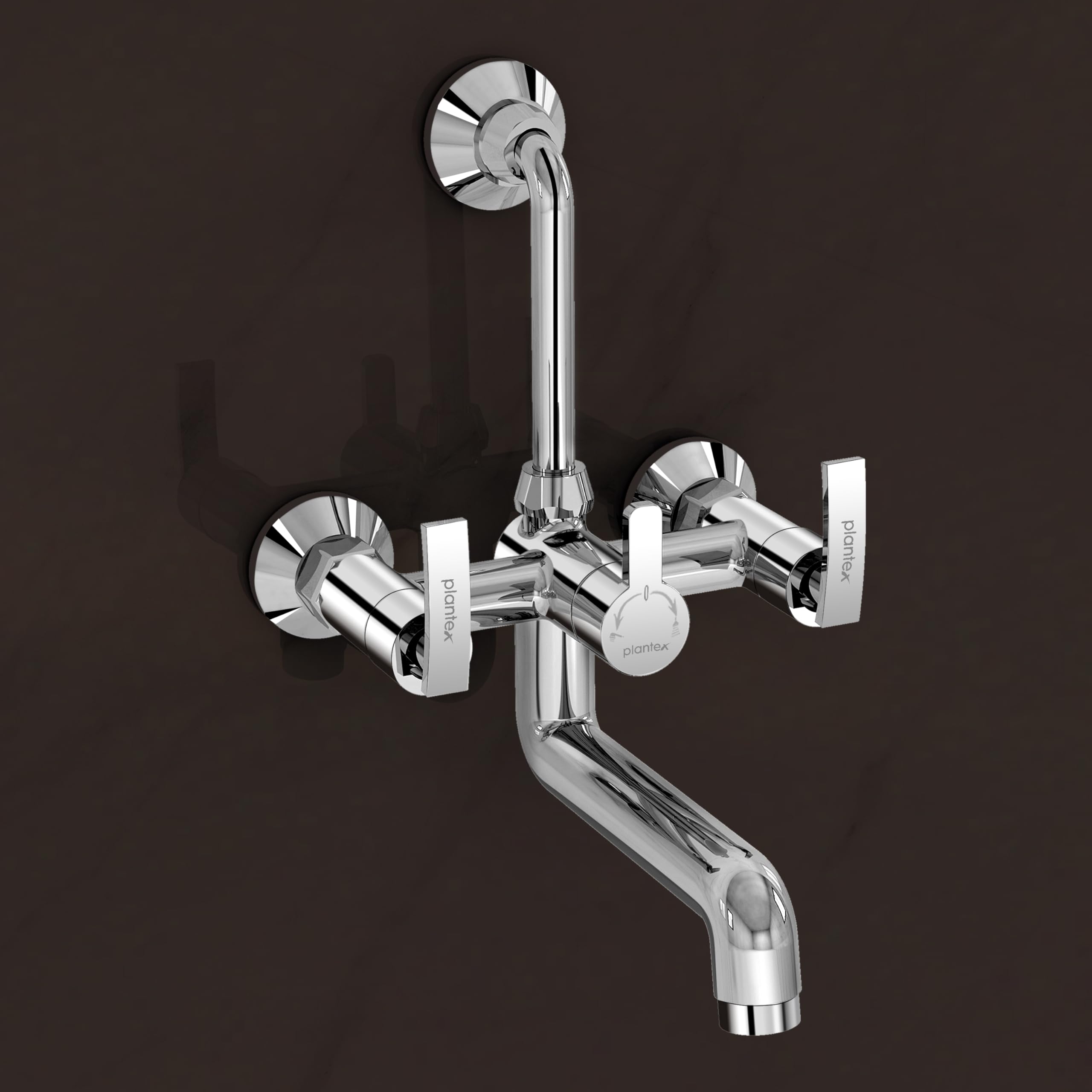 Plantex Wall Mixer for Bathroom 2 in 1 with L-Bend Provision for Overhead Shower/Pure Brass Mixer Tap for Bathroom with Water Saving Nozzle Tap- Pack of 1 (Col-1018-Chrome)