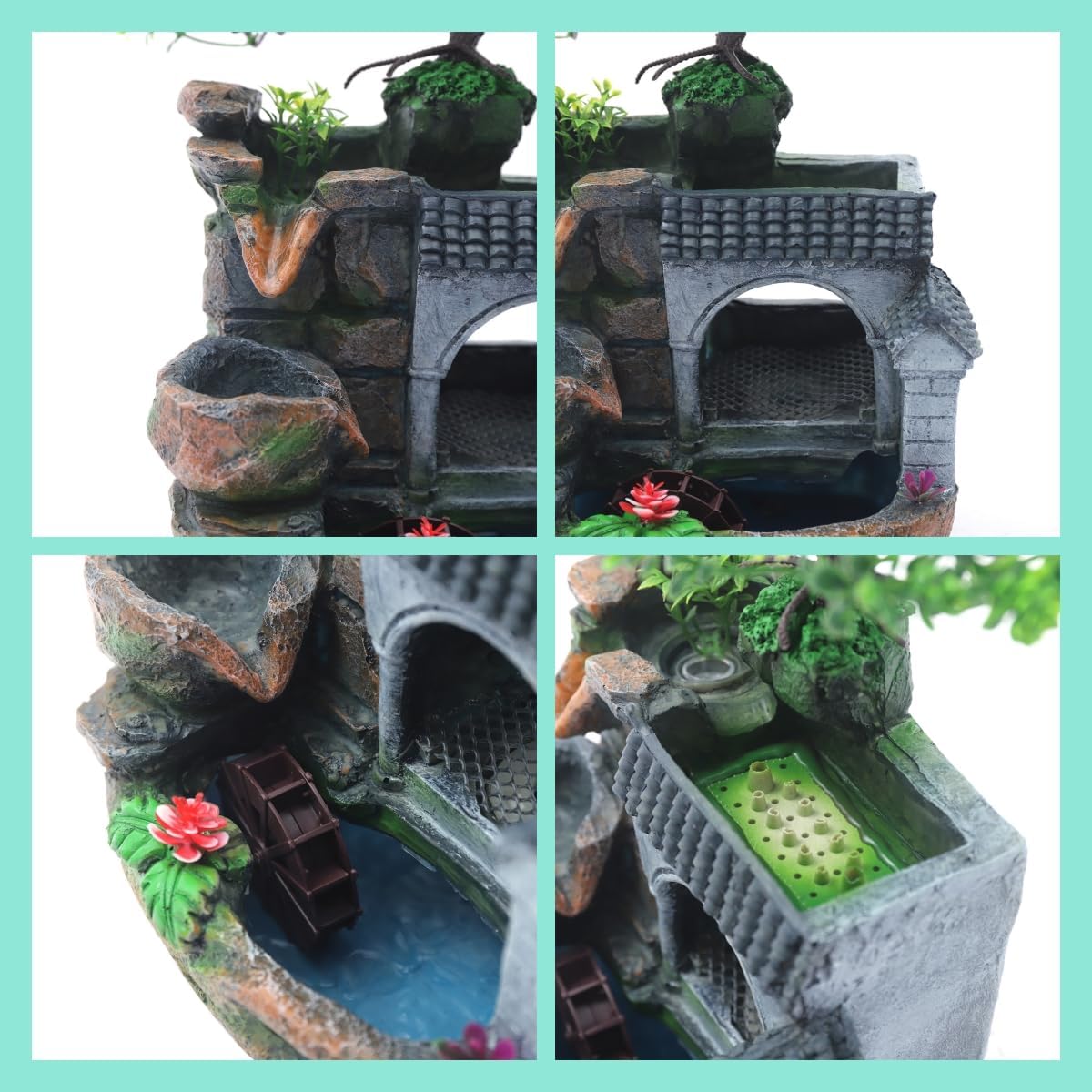 Tabletop Rockery Fountain, Indoor Electric Mini Waterfall Rockery, Water Fountain Home Office Bedroom Desk Decoration (Style 15)