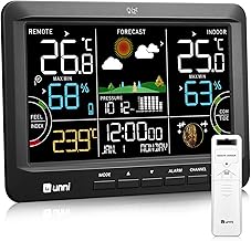 Wireless Weather Station with Outdoor Sensor, Battery Operated and Mains Operated with DCF Radio Clock, Weather Forecast Wireless Weather Station 100 m, 3 Adjustable Backlights