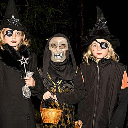 Miniatura 9 de Parche de ojo de pirata para adultos y niños, parche médico de calavera pirata con aretes dorados, parche de ojo 3D para fiesta de disfraces de