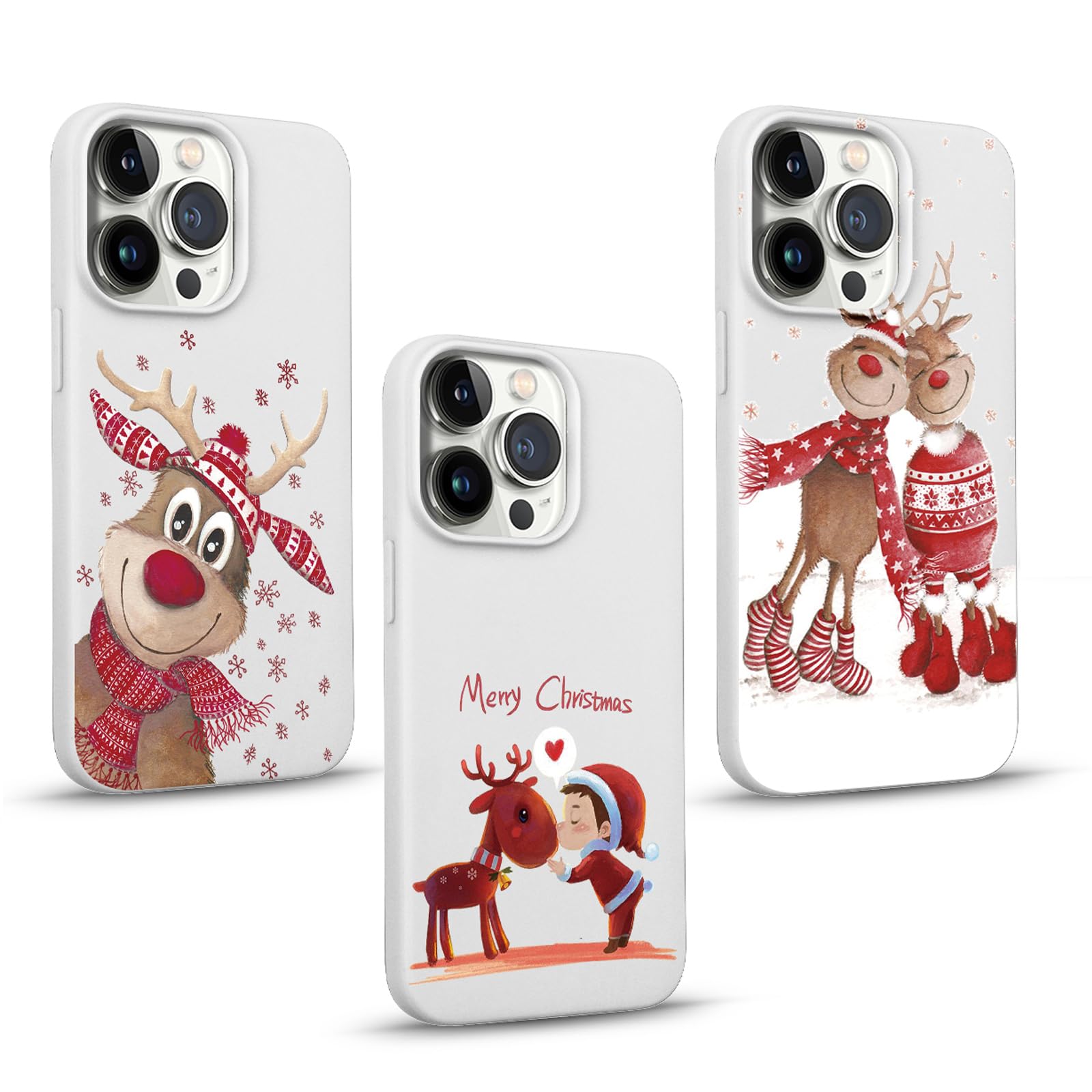 Pnakqil 3 Pezzi Cover Natalizie per iPhone 11 6,1, Custodia Disegno Tema Natalizio, Sottile Morbida TPU Protettiva Case Silicone Anti-Graffio Antiurto Mascherina Telefono Natale, Nero