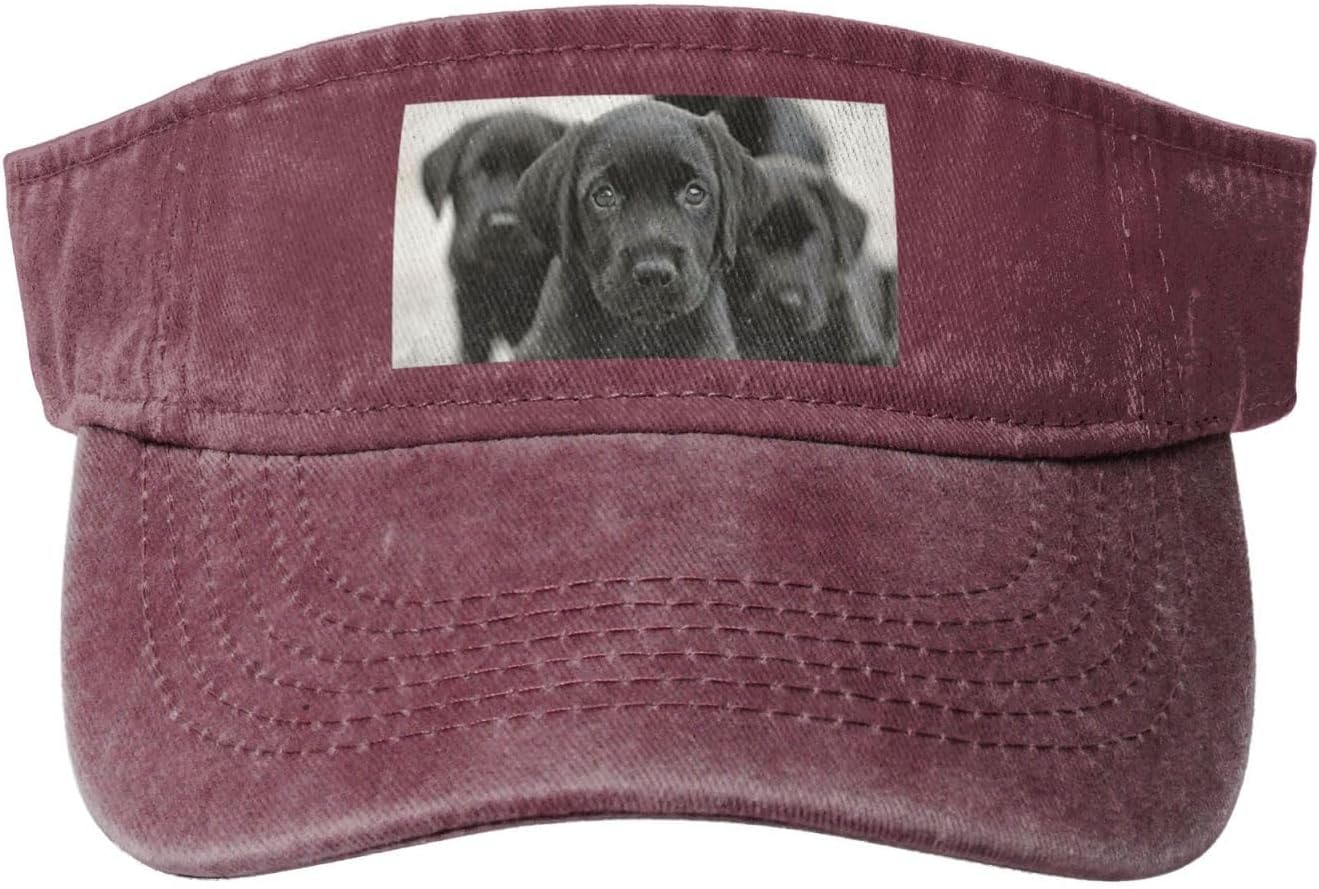 Puppies Dog Print Sport Sun Visor Hats Cotton Ball Caps Empty Top Baseball Sun Cap for Men Women