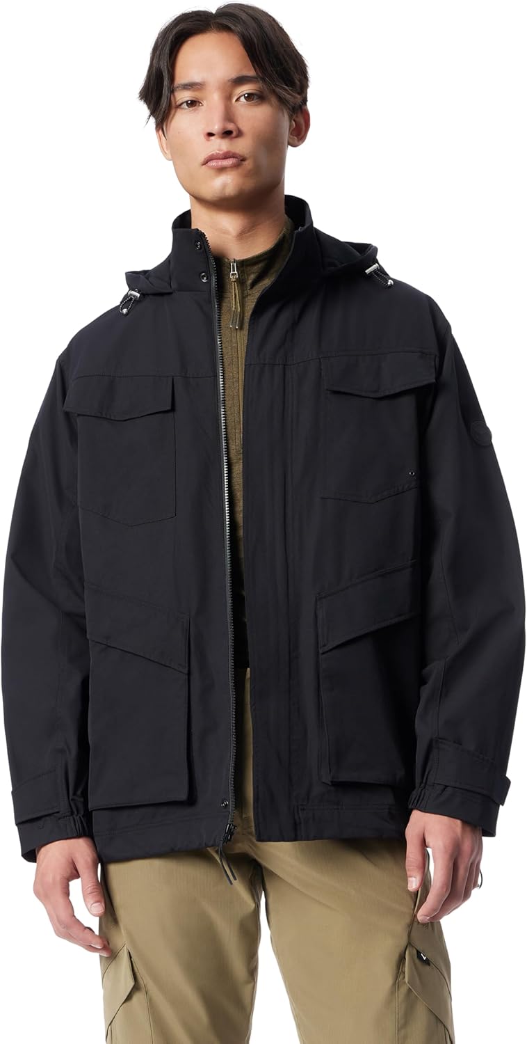 mens Cross Park Hidden Hood Zip Front Parka Jacket With Water Repellent Standard