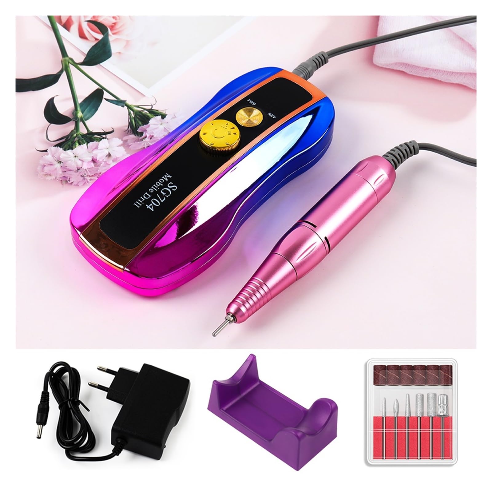 35000RPM wiertarka do paznokci z wyświetlaczem LCD HD, akumulatorowy mistrz Manicure, przenośna frezarka