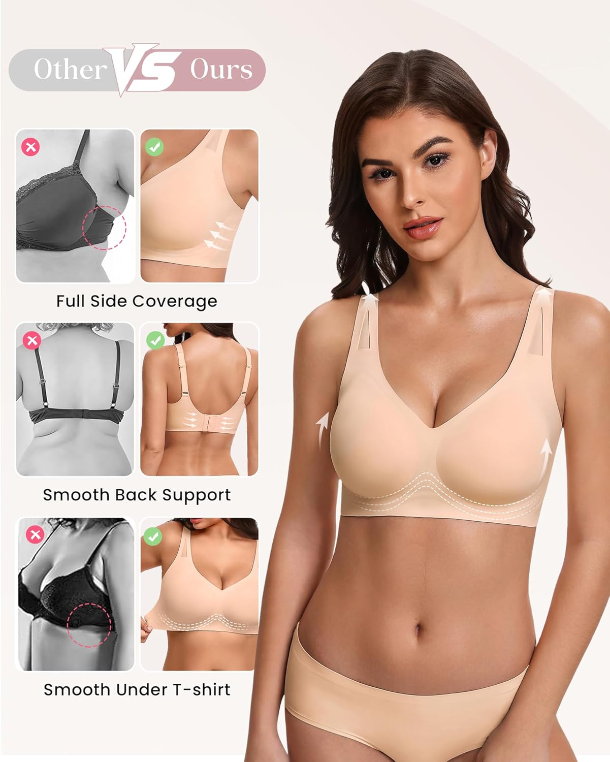 Avidlove Womens No Underwire Bras Full Coverage Wireless Bra Seamless Mesh Push Up Bralette Comfortable - Image 5