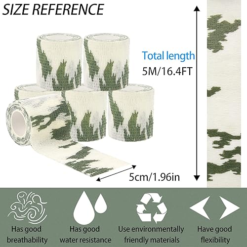 Miniatura 2 de TORMEN Cinta adhesiva de camuflaje, adecuada para deportes, protección impermeable, escopeta de rifle para campamento, caza (camuflaje de nieve, 6