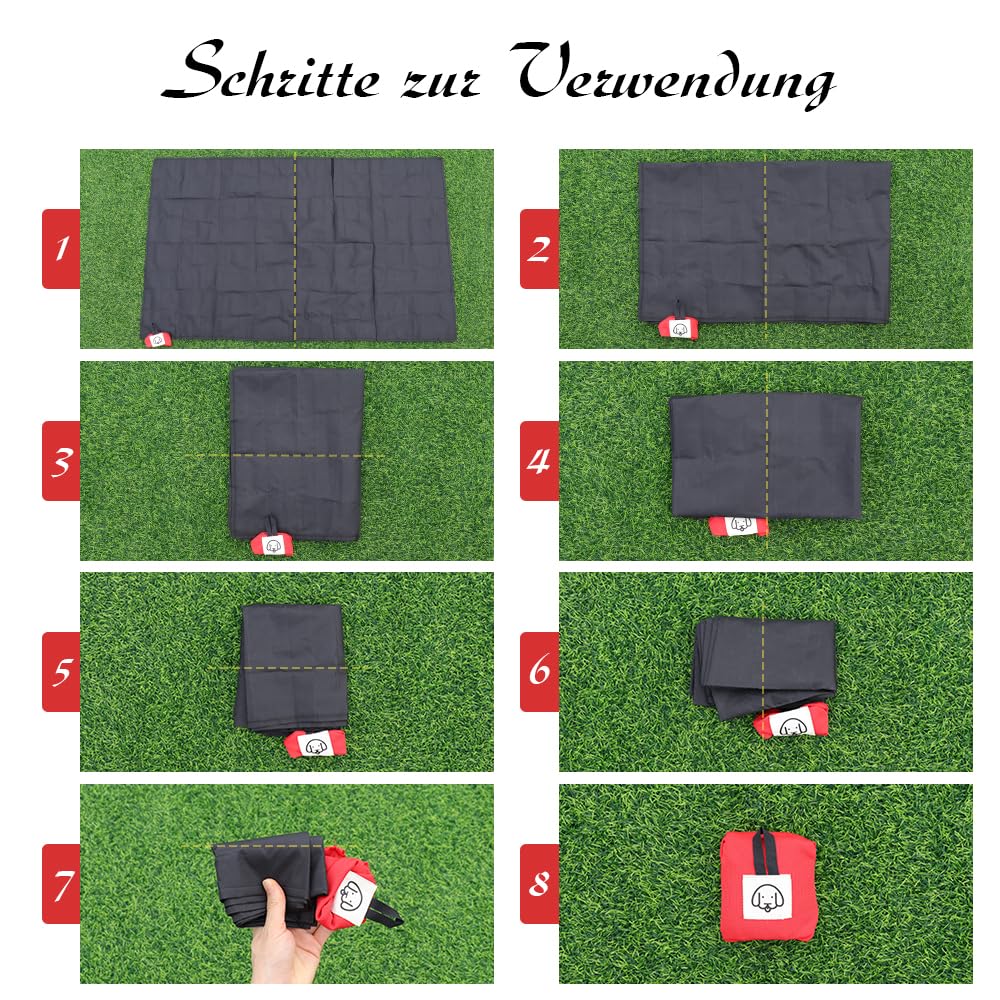 Couverture imperméable pour Chien 110x70 cm, Tapis de Voyage Pliable (7x9x4 cm), Nylon, Couverture de Camping Portable avec Sac à déjections