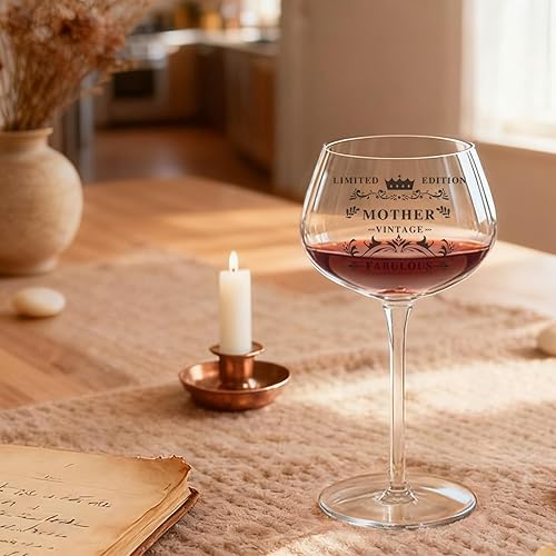 Miniatura 6 de Regalos de cumpleaños para madre, copas de vino grabadas vintage de 14 onzas, regalos para mujeres, mamá, mamá, cumpleaños, único de hija e hijo