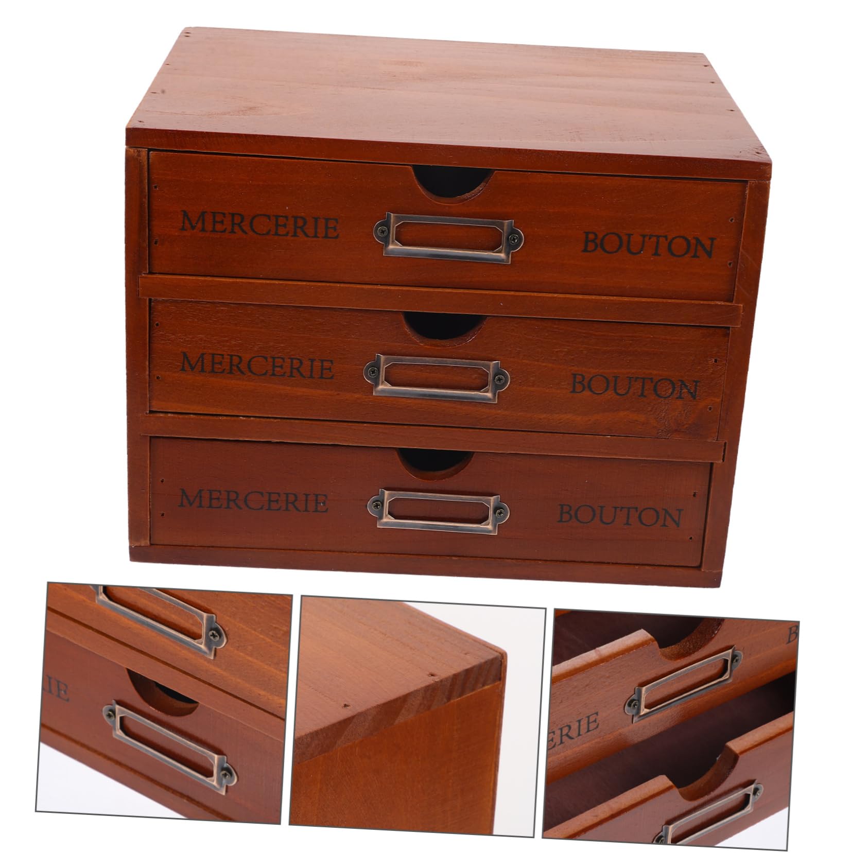Ciieeo Organisateur de Bois Boîte de Rangement pour Cosmétiques Accessoire de Bureau Pratique