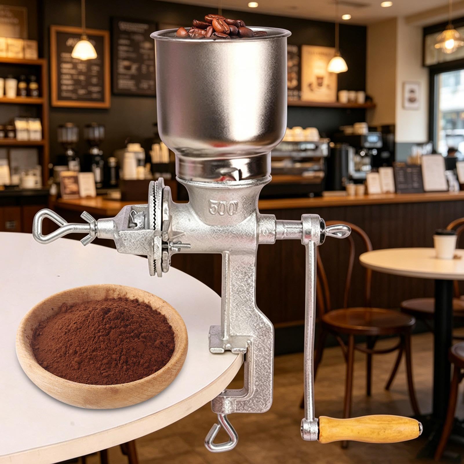 Młynek do mielenia ziarna na mąkę Duże Żeliwne Ręczne Regulowane Narzędzie | Młynek do mąki Tortille Chleb Ciasto Kawa Dom Piekarnia Restauracja Farma Gotowanie Prepping