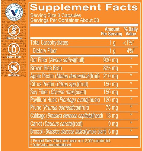 Miniatura 2 de The Vitamin Shoppe Mezcla de fibra, una fuente natural de fibra insoluble y soluble, apoya la salud digestiva y la regularidad (100 cápsulas)