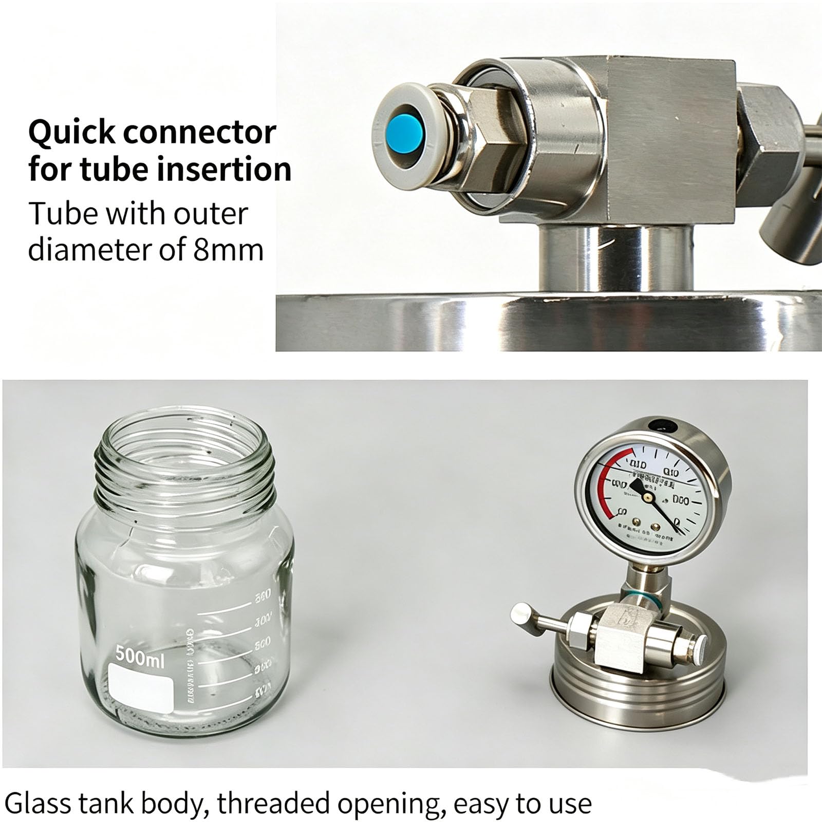 Camera A Vuoto In Vetro, Camera Di Degassamento Sottovuoto Con Manometro, Materiale In Vetro, Facile Da Usare, Per La Conservazione Di Campioni Di Laboratorio, Stoccaggio Di Campioni 800ml