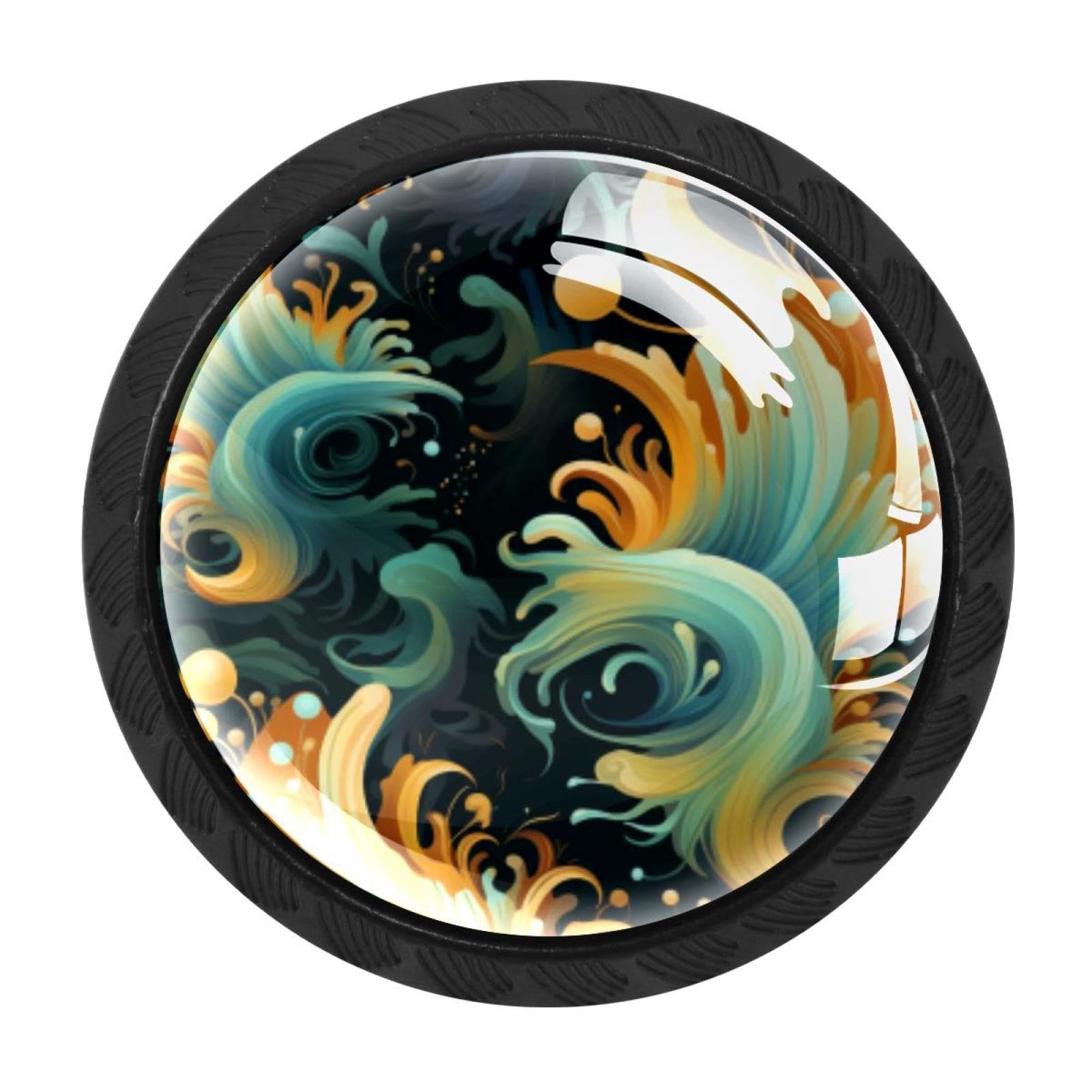 CHENZZZZ 4 Pieces Sea Slug Drawer Knobs, 35mm Black Kitchen Cabinet Knobs, Drawer Pulls and Knobs, Glass Cabinet Hardware Single Hole Knob for Cabinets and Drawers Round
