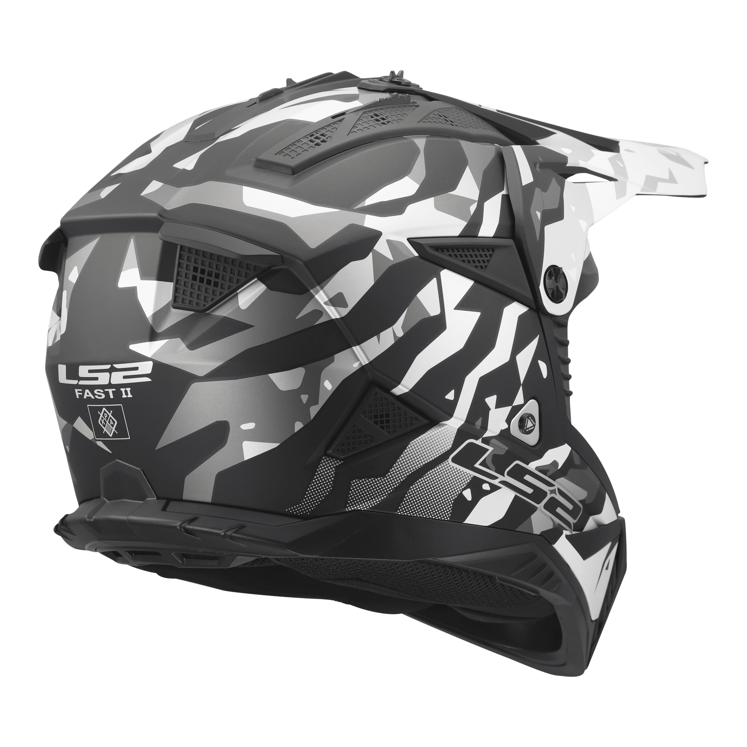 LS2, Casco Moto Cross FAST II GROTESK Black Grey, XS