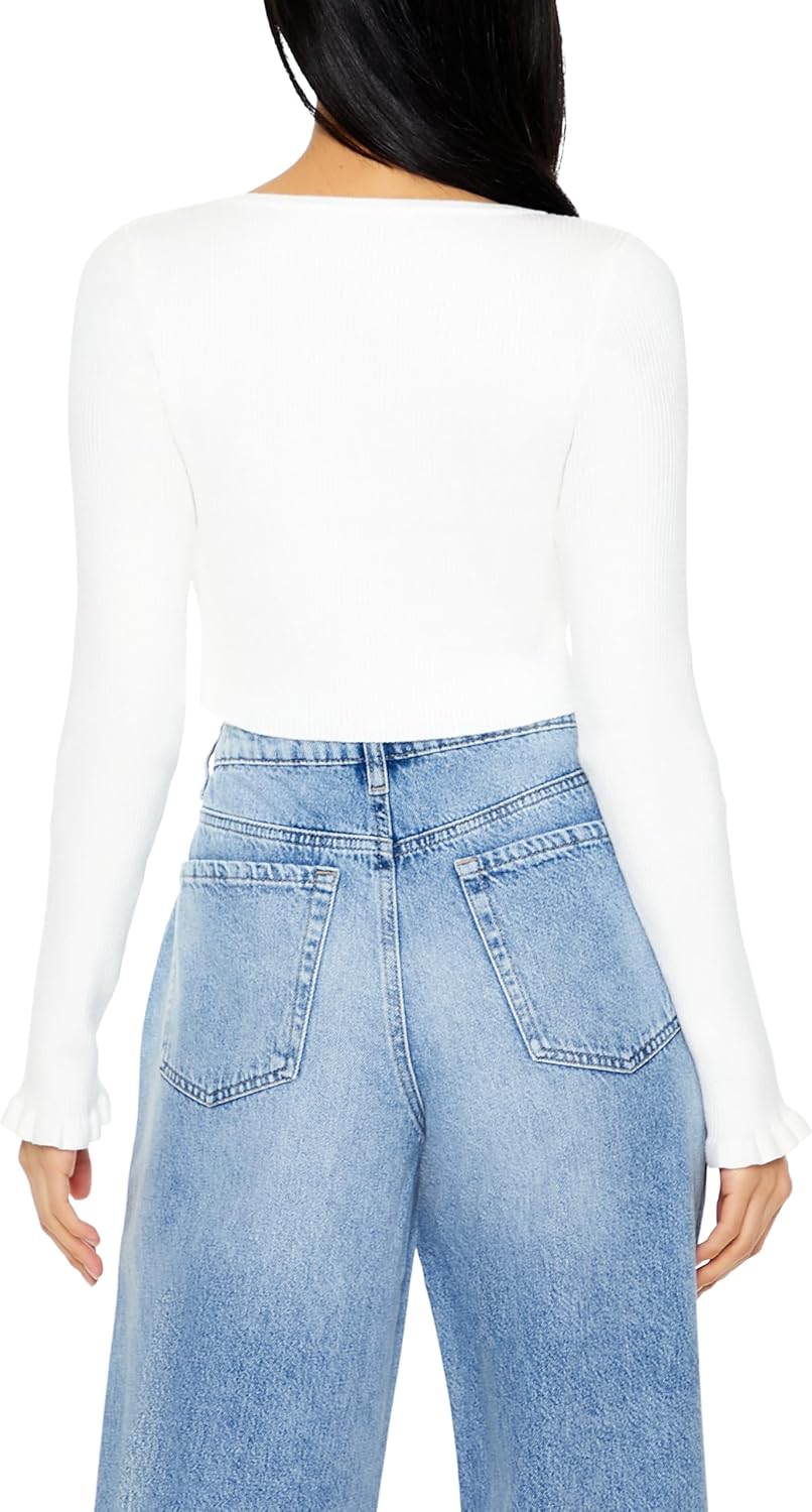 Forever 21 Womens Cropped Tulip-Hem Sweater-Knit Top - Image 5