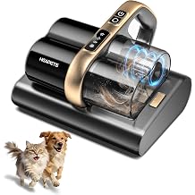HEAPETS Mattress Vacuum Cleaner, 16Kpa Bed Vacuum with 275nm UV-C Light & 149F Heat & Ultrasonic, Dual High-Speed Roller Brushes & H13 HEPA Filter for Pet Hair, Bed, Sofa, Couch, Corded Black