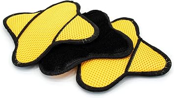 Autofiber Scrub Ninja Star Scrubber for Scrubbing Leather, Plastic, Rubber and Vinyl, Ergonomic Shape for Tight Spaces, Steering Wheels and Cup Holders - Pack of 3, Black/Gold 7inch x 7inch