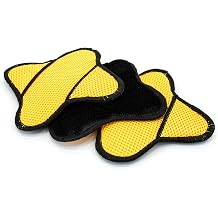 Autofiber Scrub Ninja Star Scrubber for Scrubbing Leather, Plastic, Rubber and Vinyl, Ergonomic Shape for Tight Spaces, Steering Wheels and Cup Holders - Pack of 3, Black/Gold 7inch x 7inch