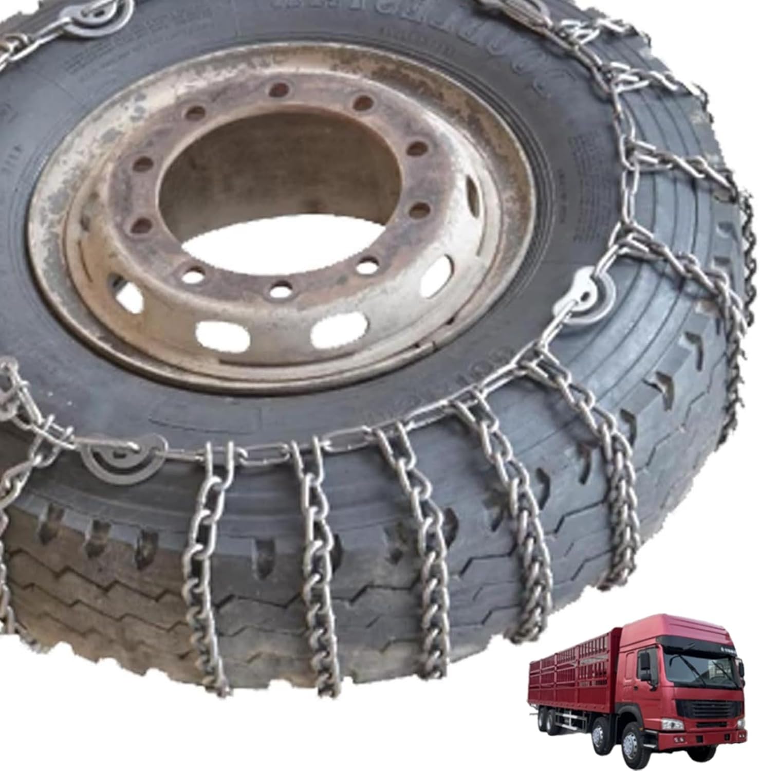 2pcs 9mm Heavy Duty Snow Tire Chains for Suv Pickup Trucks and AVT Traction Chains Manganese Skid Design for Snow,Mud and Sand Reliable Grip 295/80R22.5 2pcs 215/75R17.5