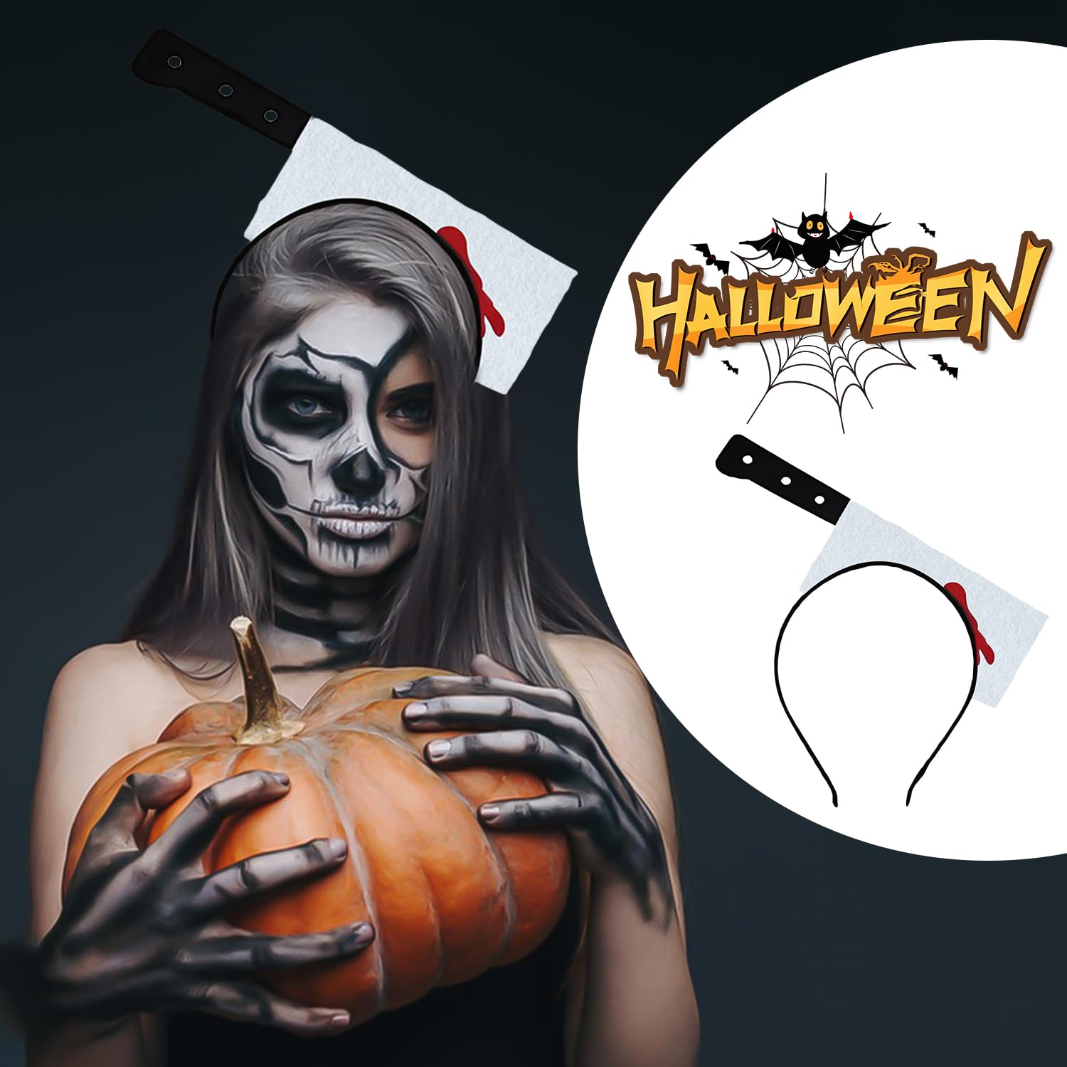 UNVOJL Halloween Felt Hair Hoop Bloody Headbands Cosplay Hair Band Fake Weapon Horror Accessory for Halloween - Image 3