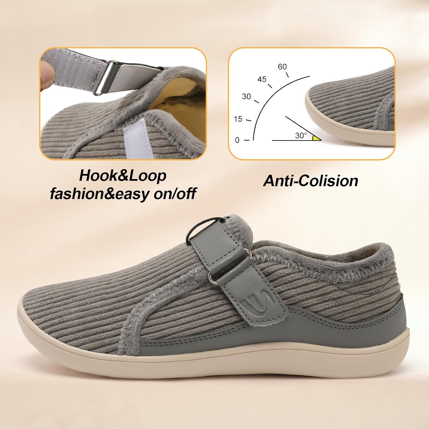 Spesoul Wide Womens Slippers Adjustable House Shoes Indoor Outdoor Barefoot Slippers Cozy Walking Shoe Swollen Edema Diabetic Shoes - Image 3