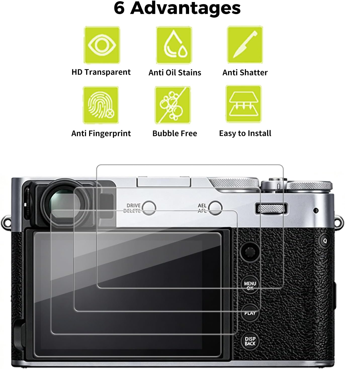 4-Pack for Fujifilm X100VI X100V Camera Screen Protector,0.3mm Ultra-Thin 9H Hardness Tempered Glass, Full Coverage, LCD Display Film, HD Clear, Anti-Scratch, Bubble-Free