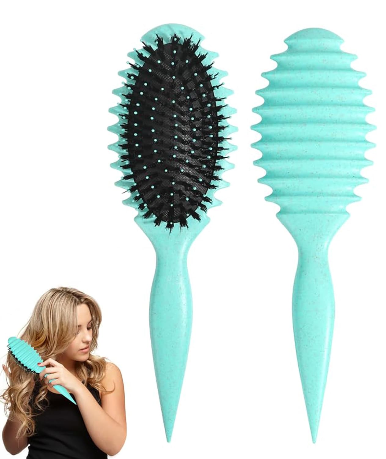 Curly Hair Comb, Curly Hair Brush, Detangler Hair Brush Styling Brush For Detangling,Combing,Shaping And Defining Curls For Women And Men Less Pulling,Reduce Pulling And Curl Separation (Green)
