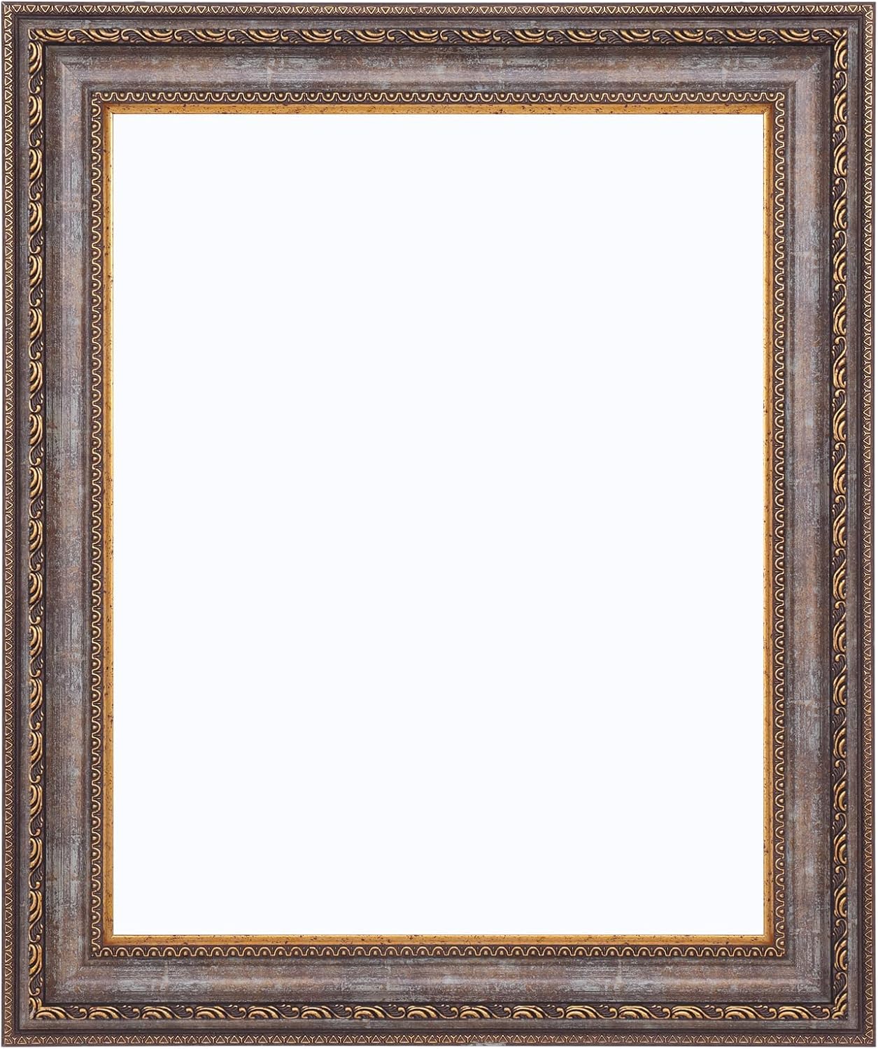 20"x24" Frame Oil Painting Art Prints,Canvas Frame for Canvas Painting,20x24 Inch Mount Finished Canvases Poster Frames,Picture Frames for Wall ,No Back & Cover,Bronze Ornate Gold Frame & Aquamarine 20"x24" Bronze Gold & Aquamarine