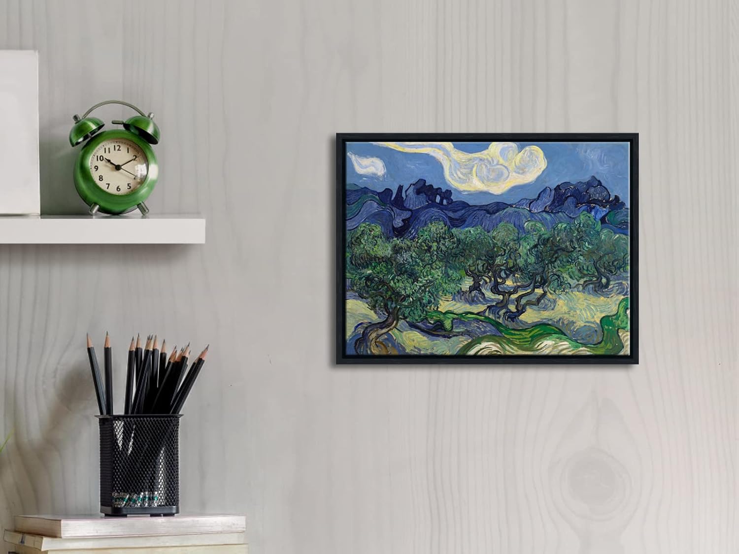 Wieco Art Framed Canvas Wall Art Olive Trees by Van Gogh Oil Paintings Reproduction Artwork Abstract Canvas Prints Wall Art Landscape Pictures for Kitchen Home Office Decorations